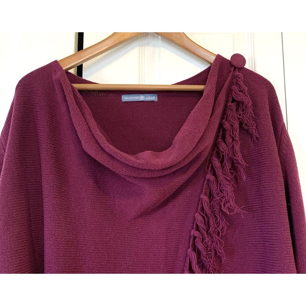 Signature Weekend Cowl Collar Cardigan Womens 1X Purple Cotton Blend - Picture 7 of 7